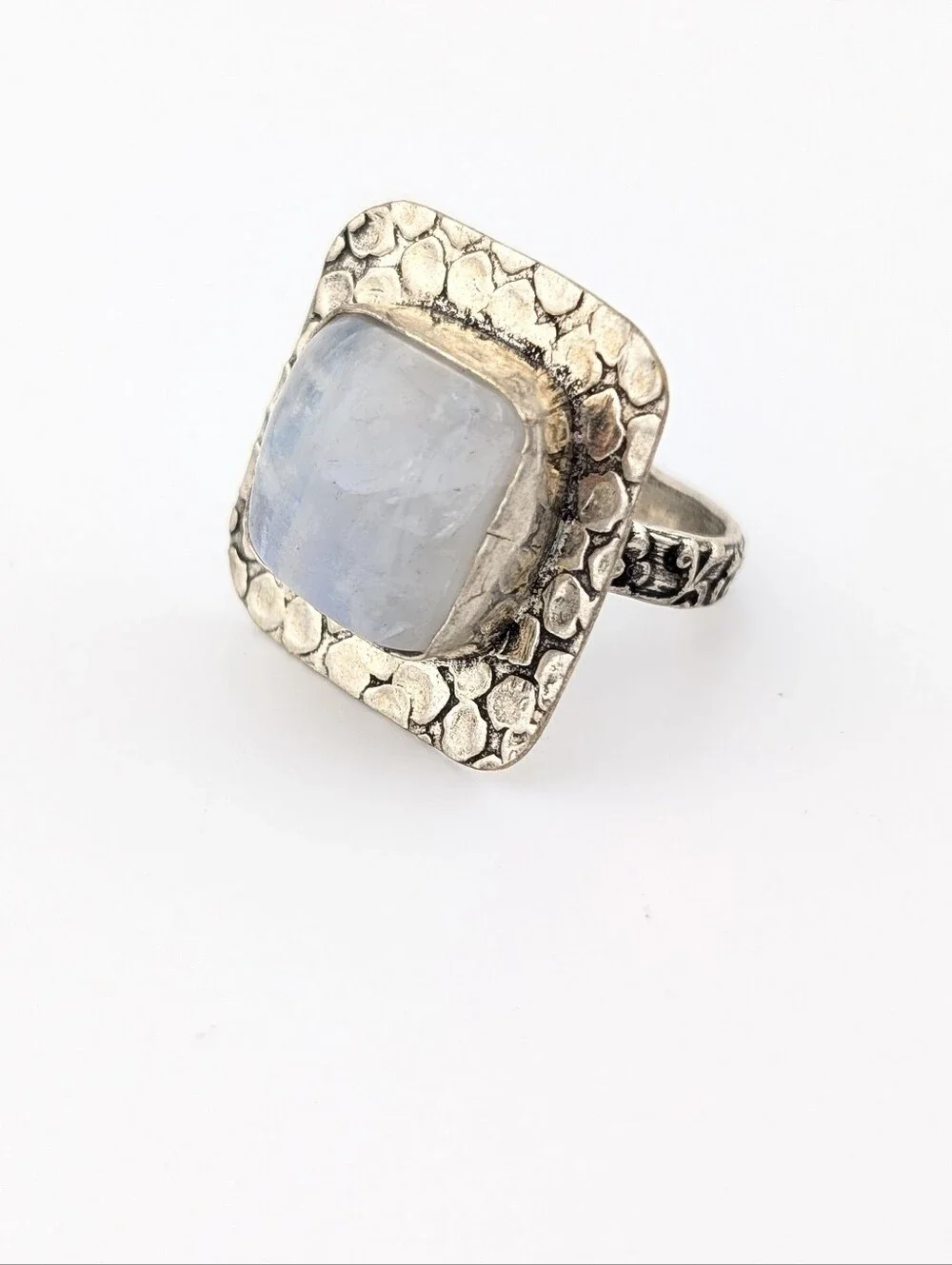 Moonstone Silver Tone Ring - Bohemian Jewelry - 7 - D